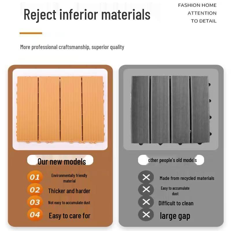 Self-Laying Outdoor Wood-Plastic Anti-Corrosion Flooring for Terrace, Balcony, Courtyard, and Garden