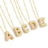26-Letter Alphabet Pendant Necklace with Copper Clavicle Chain and Micro-Inlaid Zircon