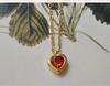 Peach Heart Zircon Pendant Necklace, Gold-Plated Titanium Steel, Sweet and Versatile Everyday Clavicle Chain