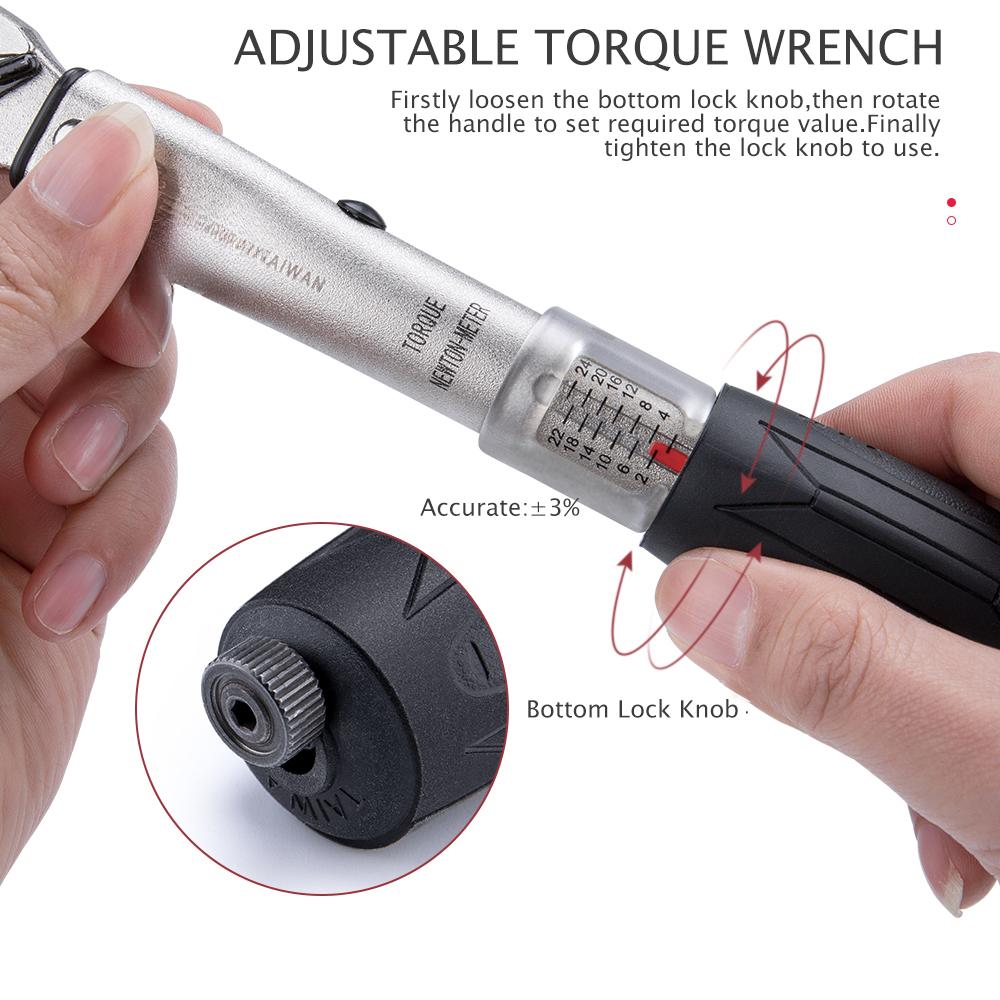 1 4'' Bike Torque Wrench Kit 2 24 NM Torque Fix Set Multifunction Bicycle Repair Tools for MTB Road Bikes