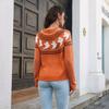 Women S Long Sleeve Skull Jacquard Retro Polka Dot Loose Knit Sweater