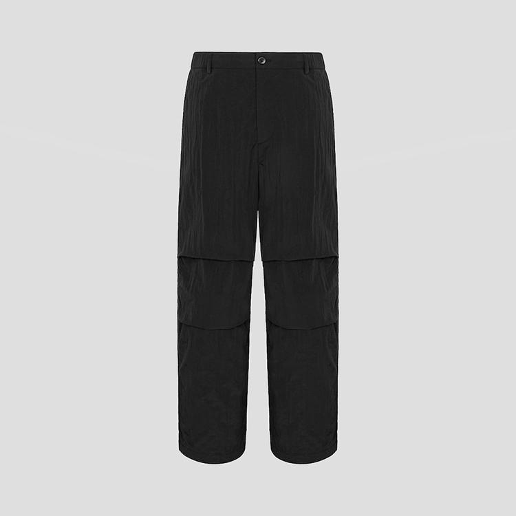Binpolmen Wide Synthetic Fiber Elastic Waist Pants Black