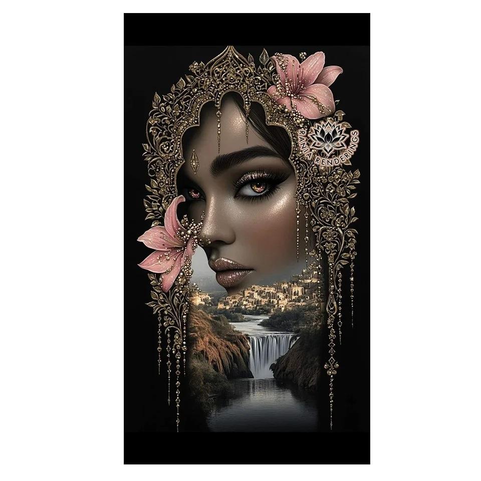 

Абстрактный Цветочный Пейзаж Женщина 5d Сделай Сам Алмазная Живопись Полная Квадратная Круглая Темная Принцесса Алмазная Мозаика Ювелирные Изделия Вышивка Крестом Full Round 40x80CM