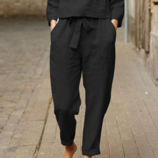 1 Set Women Outfit Solid Color Lace-up Spring Autumn Long Sleeve Round