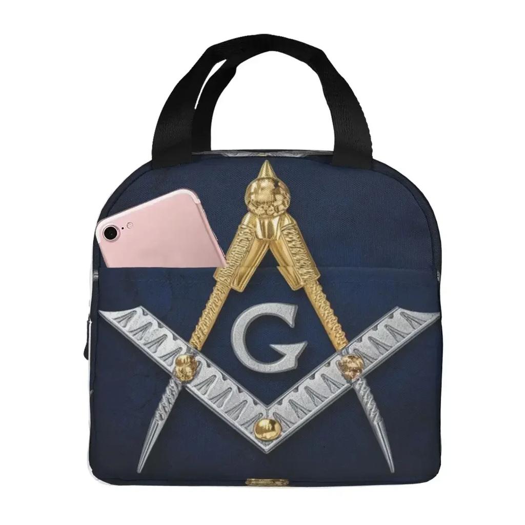 Masonic Mason Freemason Insulated Lunch Bag for Women Kids Portable Food Boxes Thermal Lunch Box Tote