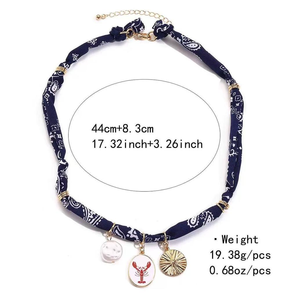 European & American Style Dopamine Color Silk Scarf Necklace with Christmas Bow and Multi-Pendant.