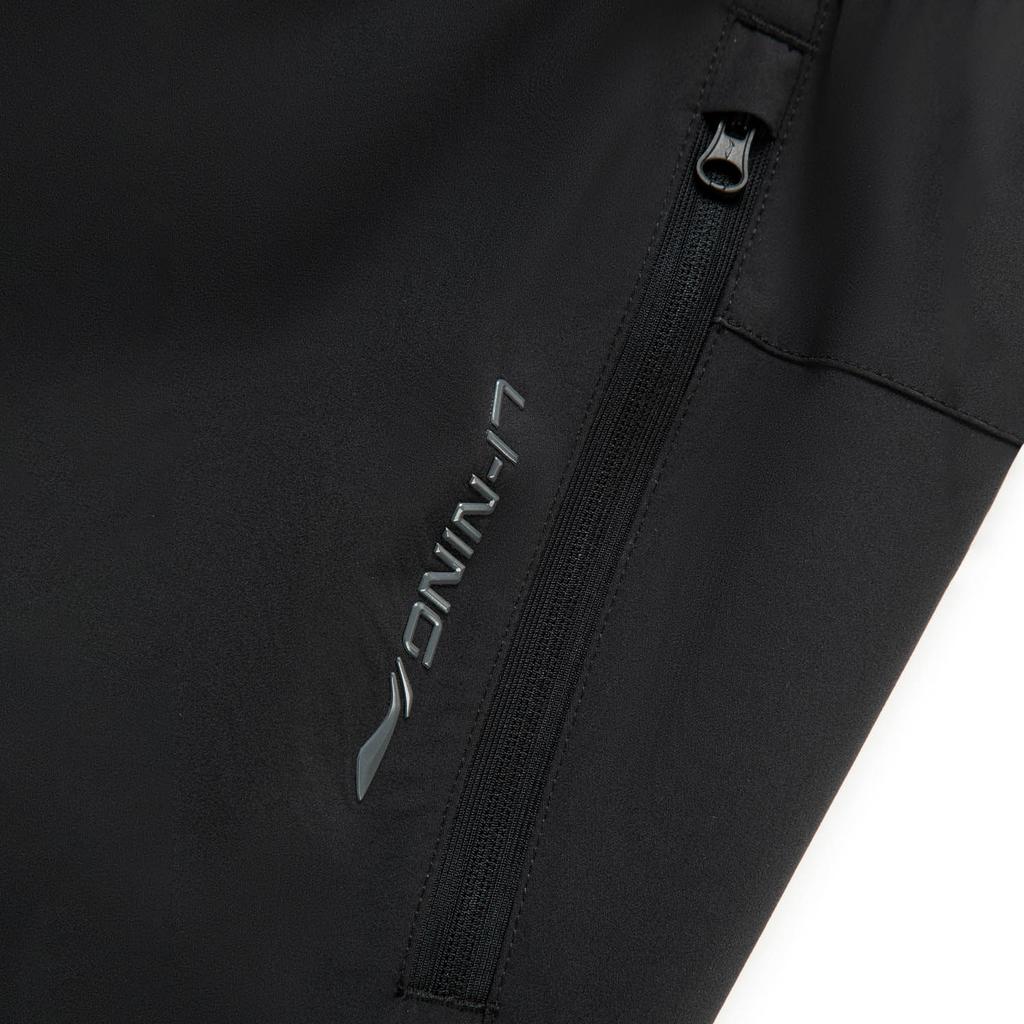 Li-Ning Simple Comfortable Casual Versatile Solid Color Straight Leg Mid Rise Sports Pants Men Pants Black AYKV937-1