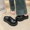 Einfarbige schlichte Internet-Berühmtheit Explosionsmodell dicker Boden erhöhend Taschenkopf Halbschuhe Damen Frühling und Sommer tragen ein Pedal faul cool Slipper