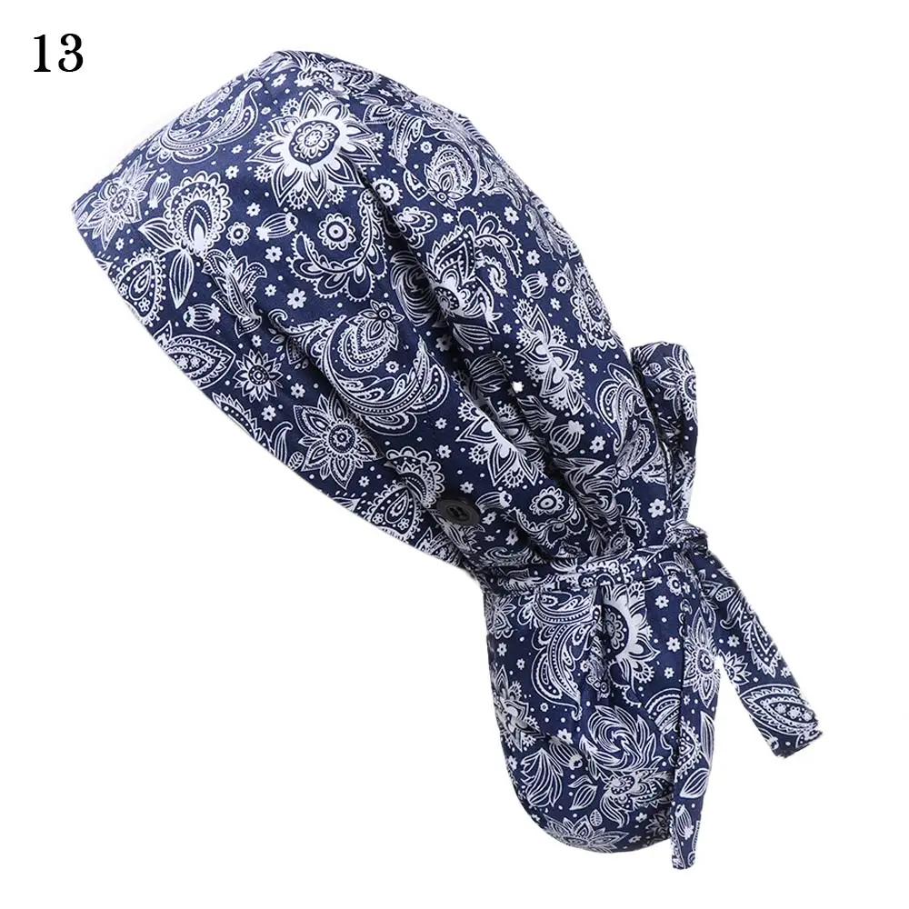 1PC Working Cap with Button Long Hair Adjustable Working Hat Ponytail Holder Tie Back Hats for Women & Men Unisex Scrub Cap