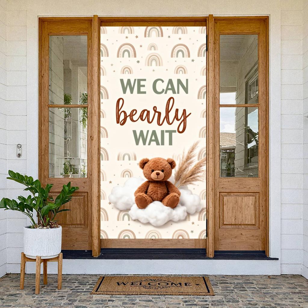 Gender Reveal Banner Neutral Color Scheme Boho Display Bearly Wait Banner Plush Bear Boho Party Display For Boho