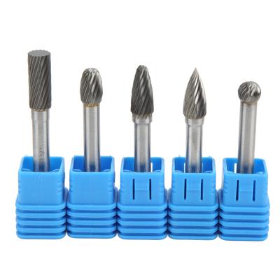 5PCS Single Cut Rotary Burr File Set Tungsten Carbide 6mm 14in Shank for Polishing Grinding