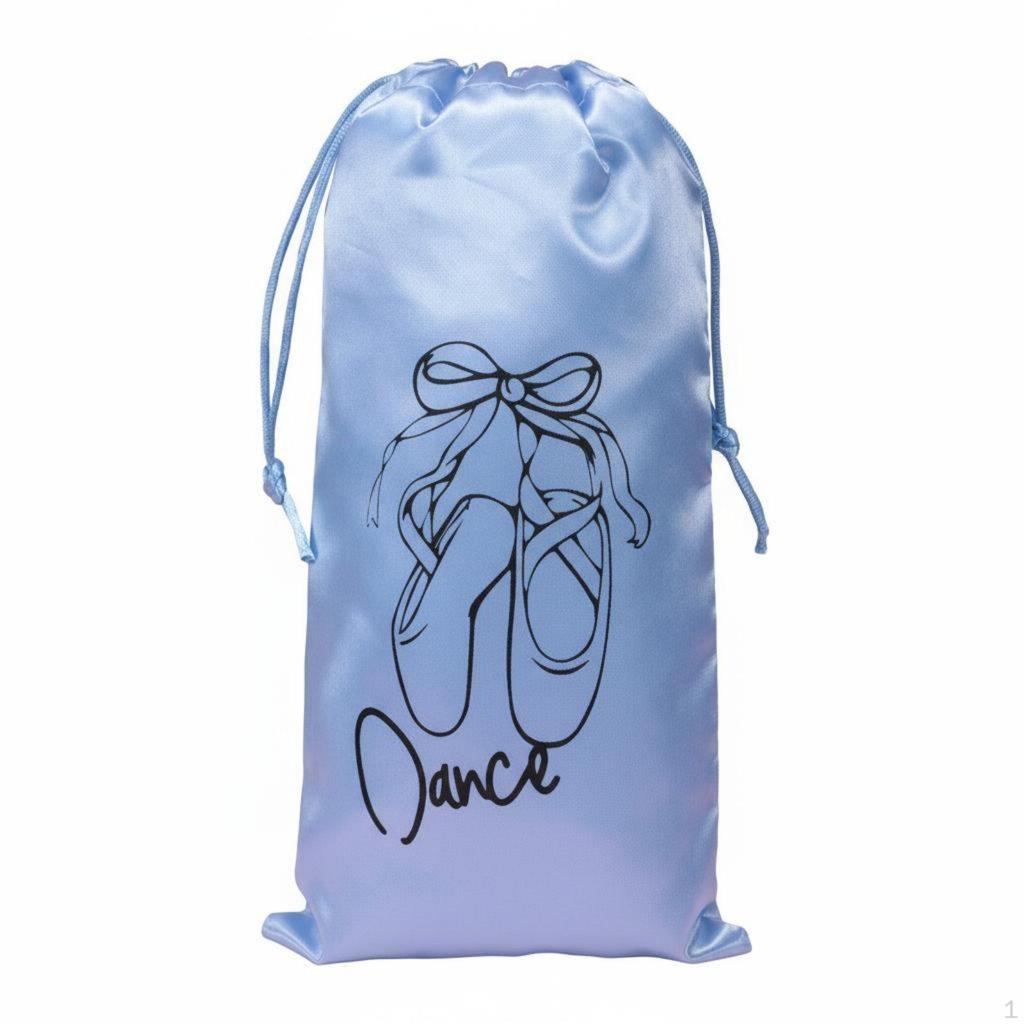 Ballet Footwear Pouch Portable Dance Bag Silky Texture Drawstring for Dancers,