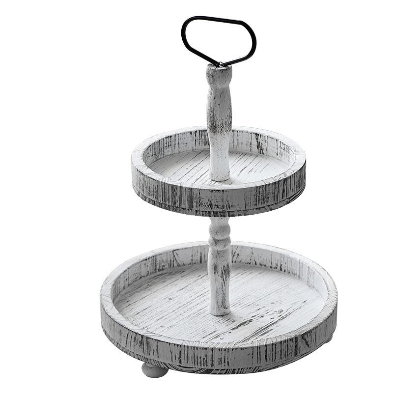 

Креативный деревянный двухслойный поднос для торта, круглая стойка для фруктов, стеллаж для десерта, стеллаж для хранения