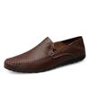 Genuine Leather Men Casual Shoes Luxury Brand Designer Men Loafers Moccasins Breathable Slip On Male Boat Shoes Plus Size 37-47