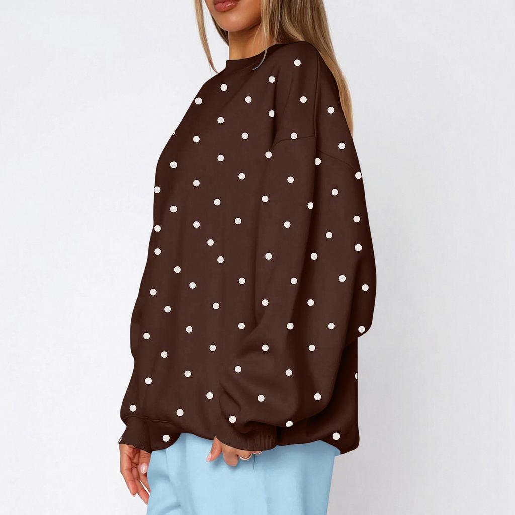 Women's Polka Dot Lightweight Neck Casual Sweatshirt