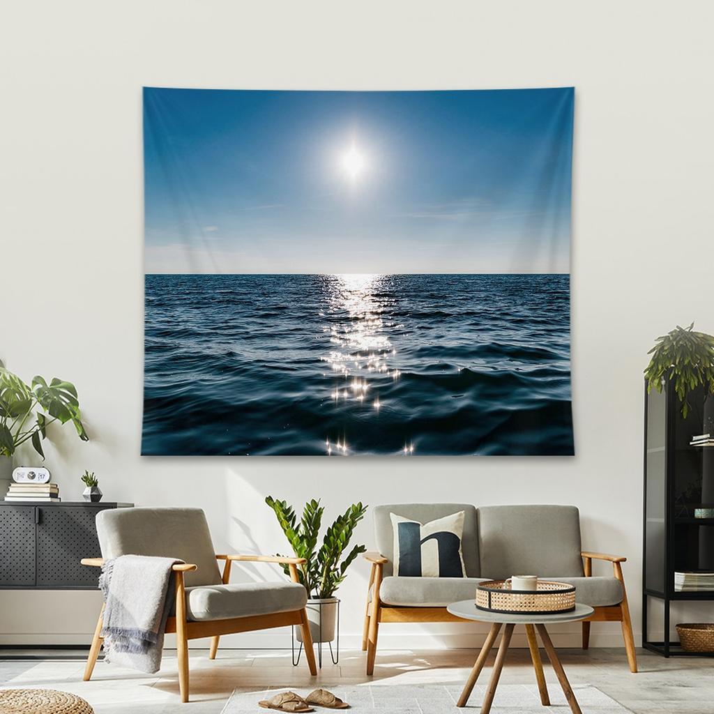 Tropical Beach Palm Tree Tapestry Ocean Scenery Wall Hanging Polyester Summer Aesthetic Decor for Bedroom Living Room Dorm