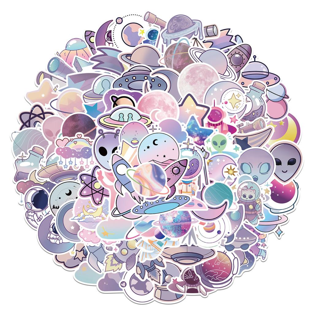 100 Cartoon Purple Planet Graffiti Stickers Suitcase DIY Waterproof Stickers