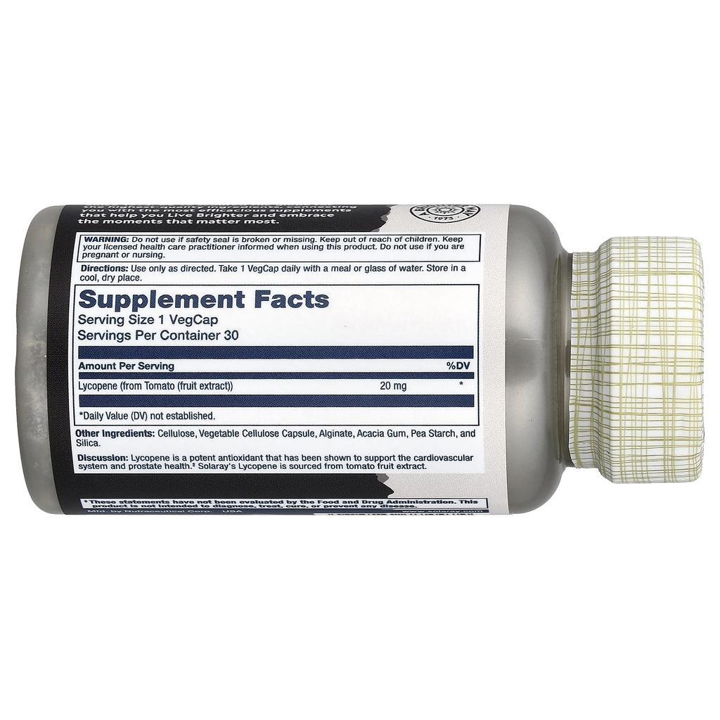 Solaray, Lycopene for Men, 20 mg, 30 Veggie Capsules