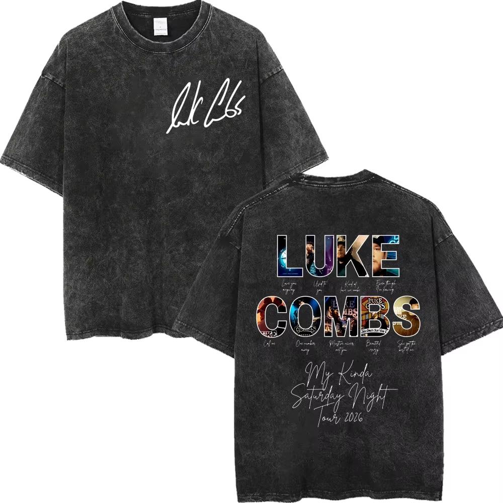 Simple Chic Street Clothing Vintage Gewassen Luke Combs Tour 2026 Merch T-shirts Mannen Vrouwen Mode Y2k Oversized T-shirt Zomer Mode Trendy Tee XL