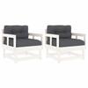 VidaXL Chaises de jardin et coussins lot de 2 blanc bois de pin massif 825444