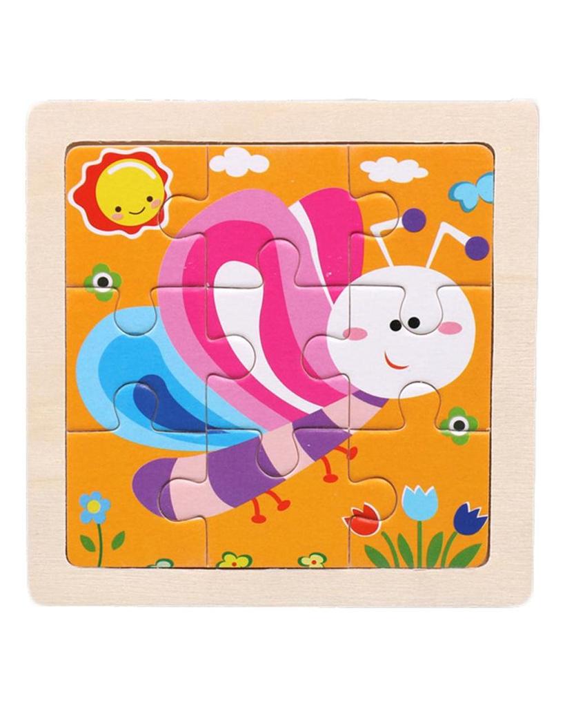 TOYS & TOTS 9Pcs Wooden Cartoon Animals Jigsaw Puzzle Learning Education Panel Kids Toys