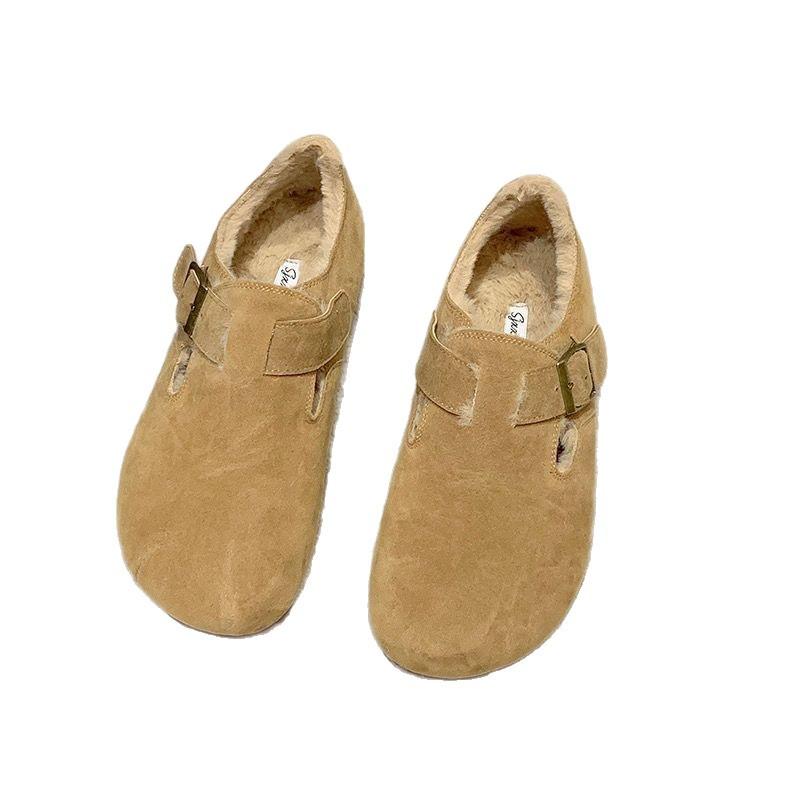 Birken Shoes, Women's Fleece Warm Bean Shoes, New Woolen Shoes, Retro One-foot Cotton Shoes