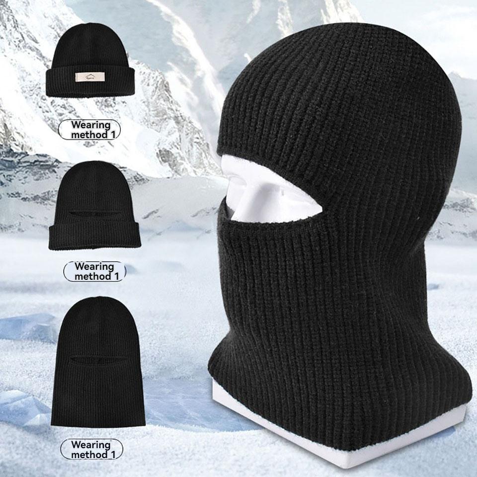 Getinfit 1Pc Winter Pullover Cap Keep Warm Prevent Cold Ear Protection Neck Guard Face Mask Two-In-One Knitted Woolen Cap Unisex