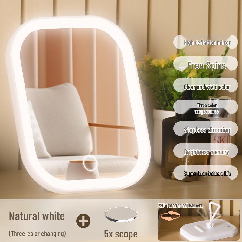 Portable Folding LED Vanity Mirror for Travel and Bedroom