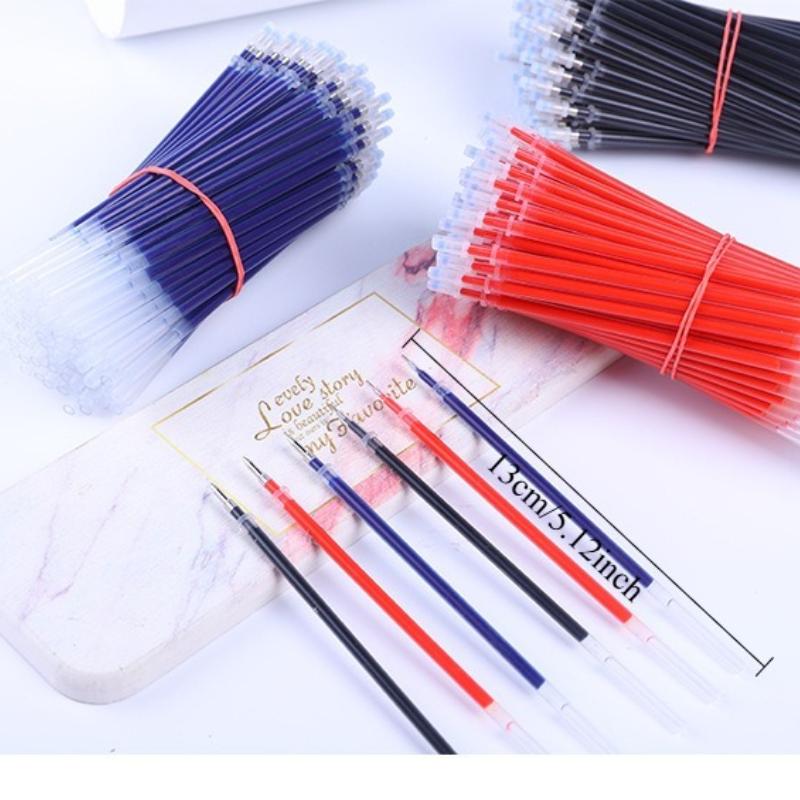 100Pcs Universal Neutral Pen Refill 0.5mm Bullet Tip Refill for Gel Pens Black Red Blue Universal Replacement Ink Cartridge Back To School Season