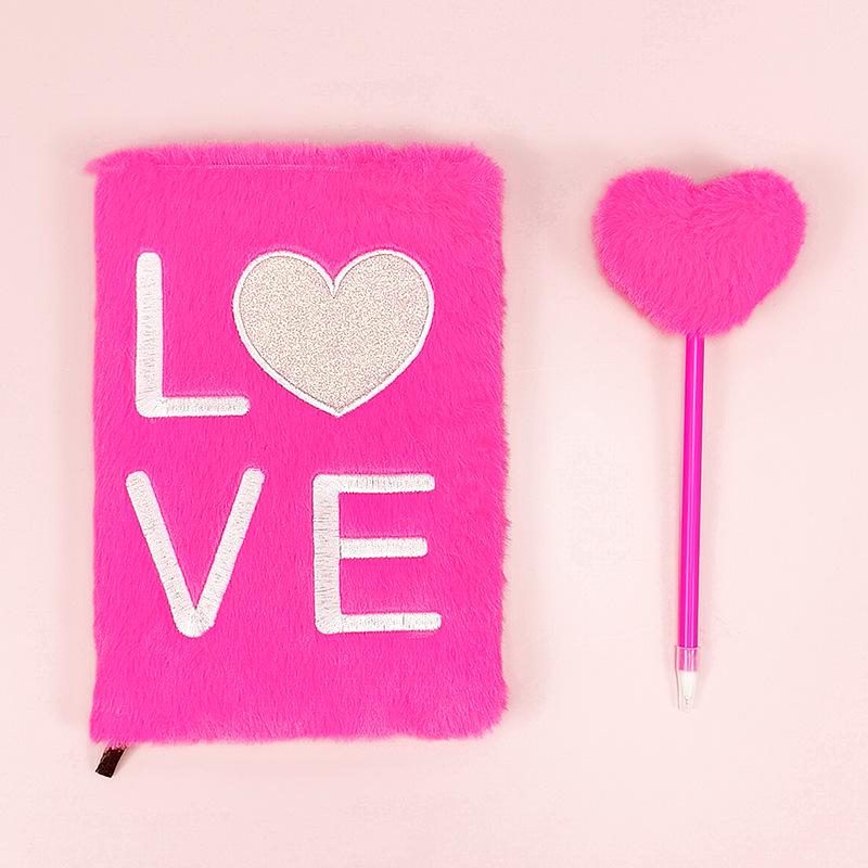 Glitter Heart LOVE Notebook: Fluffy, Fresh Girly Diary with Little Rabbit Fur - Perfect for Qixi Festival Lovers