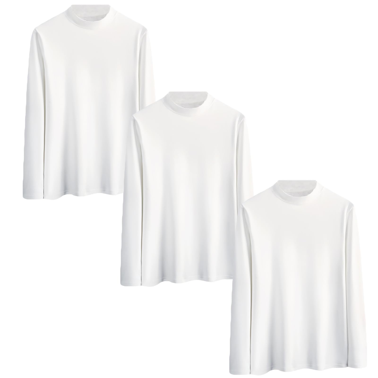 

[NCFBAG] Men s Long Sleeve T-Shirts, 3-Pack, High Neck, Undershirt, Solid Color, Thick, Warm, Cold Weather, Soft, Long T-Shirts (JP, Alphabet, M, 3-Pa