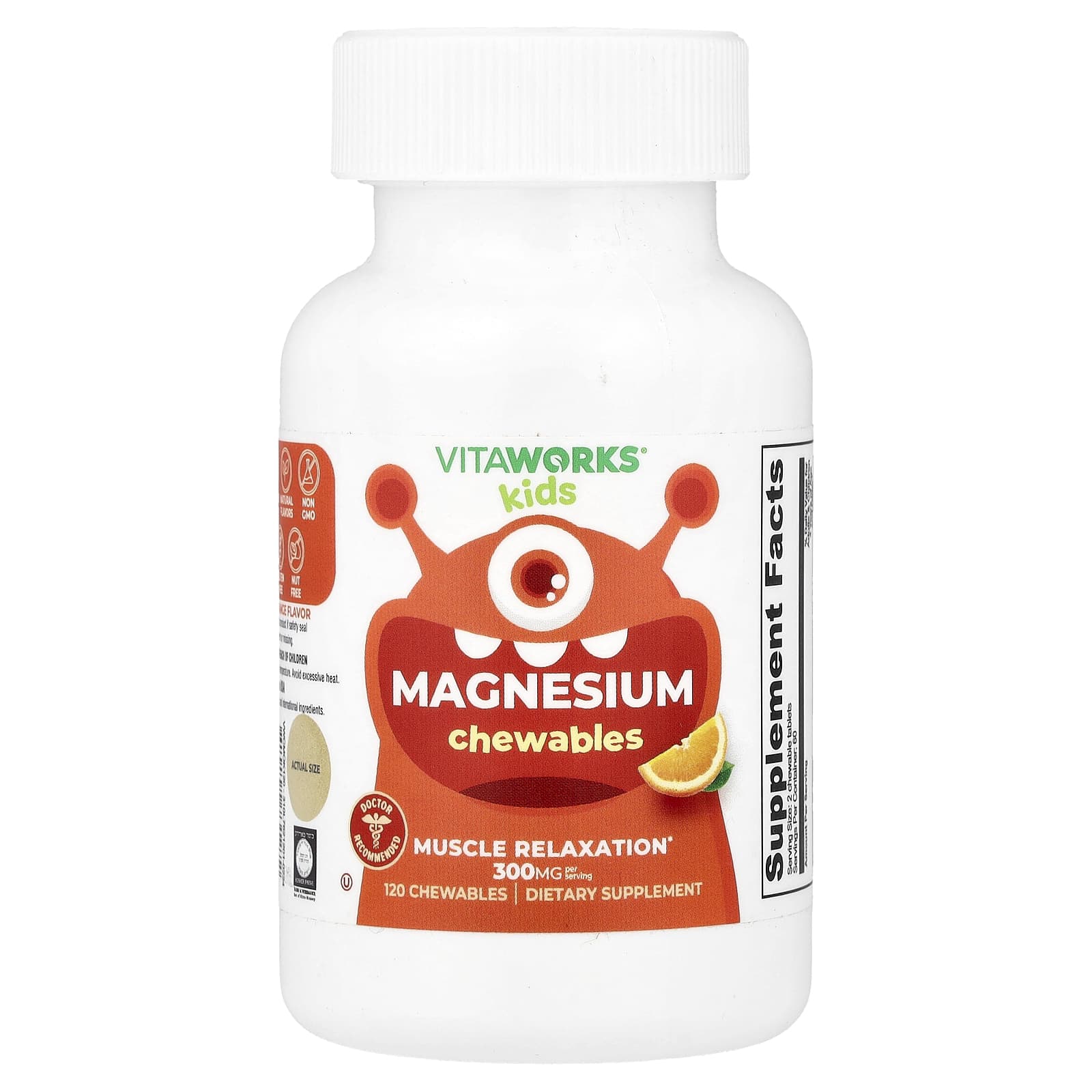 

VitaWorks Children s Magnesium Chewables, Orange, 120 Chewable Tablets (150 mg per Chewable)