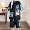 Herren Übergröße Sommer Bedruckt Locker Sportanzug Rundhals Kurzarm + Shorts Zweiteiliges Set