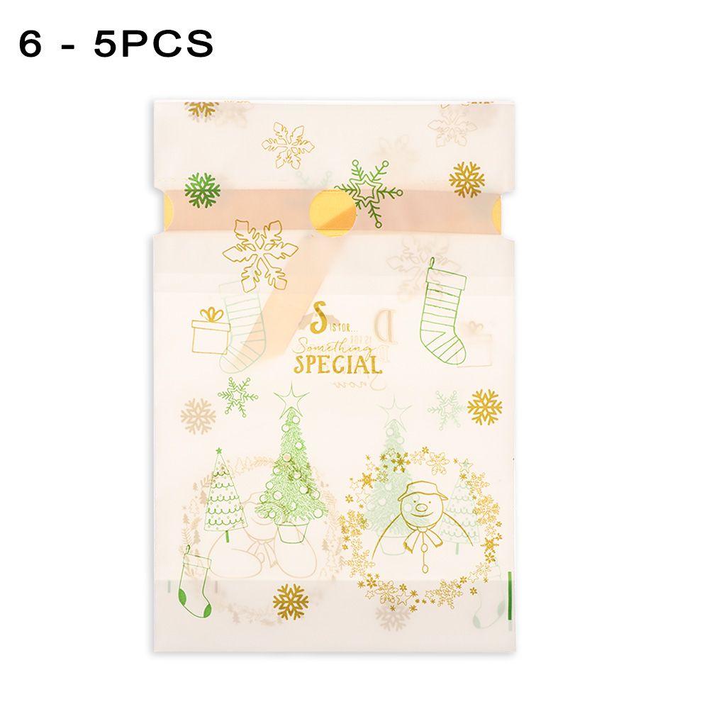 

5pcs Pastry Tool Party Santa Claus Elk Cookies Christmas Decor Candy Package Drawstring Gift Bags 6