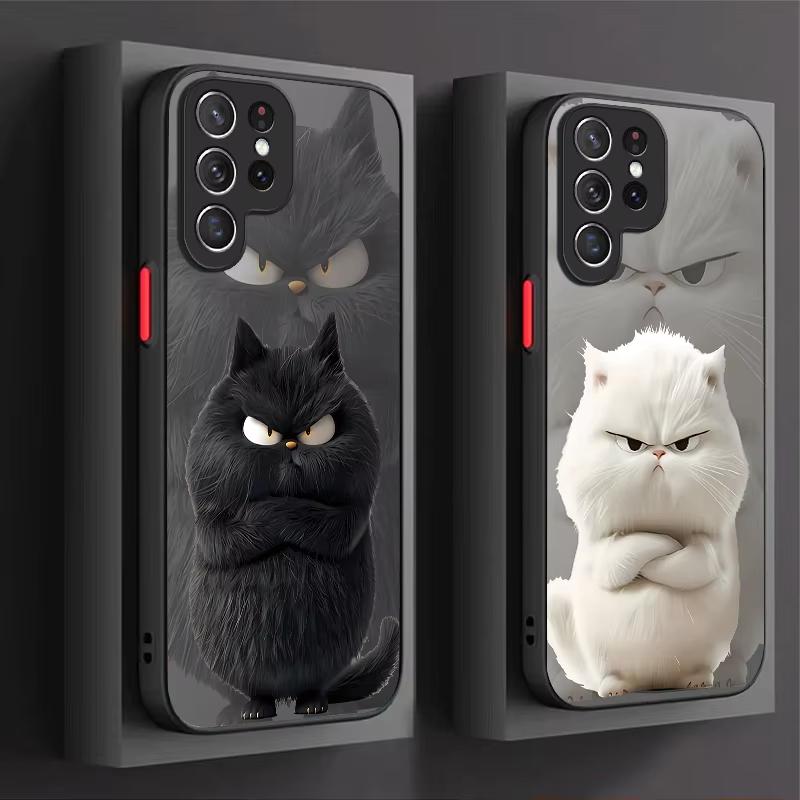 Lovely Black White Cat Matte Phone Case For iPhone 17 16 16e 15 14 13 12 Mini 11 Pro XS Max XR X SE 2022 8 7 Plus Cover