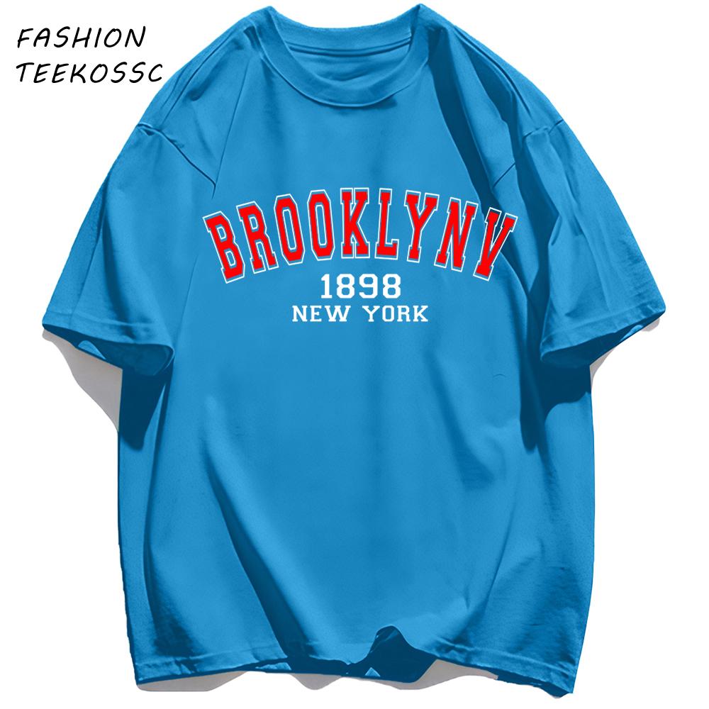 Brooklyn 1898 New York Men Basics TShirt Casual AllMatch Short Sleeve Cotton Oversized Sportswear Summer Crewneck T Shirts