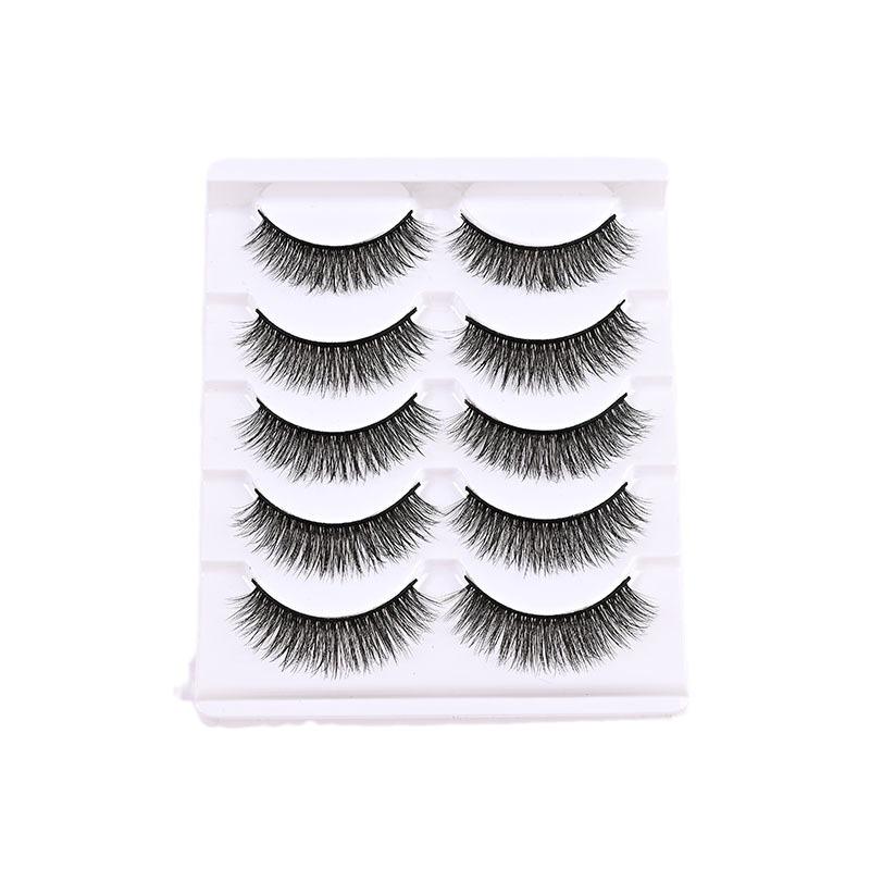 3D Dense Natural Curl False Eyelashes with Hard Stem for Double Eyelids