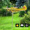 3D Piper J3 Cub Wind Spinner Plane Metal Airplane Weather Vane Outdoor Plug-in Windmill Wind Direction Compass Garden Decoration
