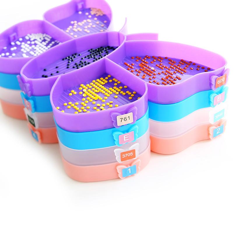 5 Grid Palette Butterfly Diamond Painting Tray Kits Diamond Painting Pen Nail Art Beading Plates Storage Container Cross Art