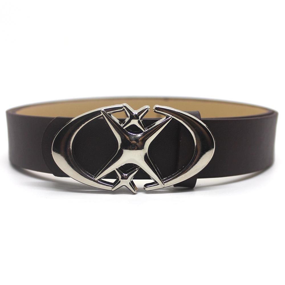 Stylish Crescent Moon & Star Buckle Belt for Jeans and Skirts - Versatile Fashion Leather Accessory