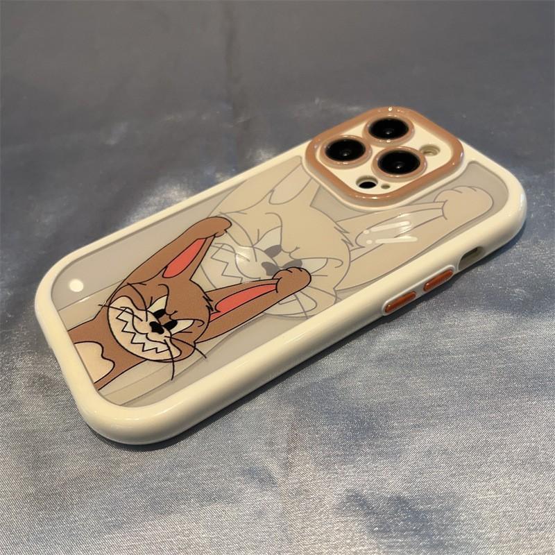 Tom und Jerry Cartoon Handyhülle iPhone 16 15 14 13 Pro Max Plus Silikon Stoßfeste Hülle Damen Paare