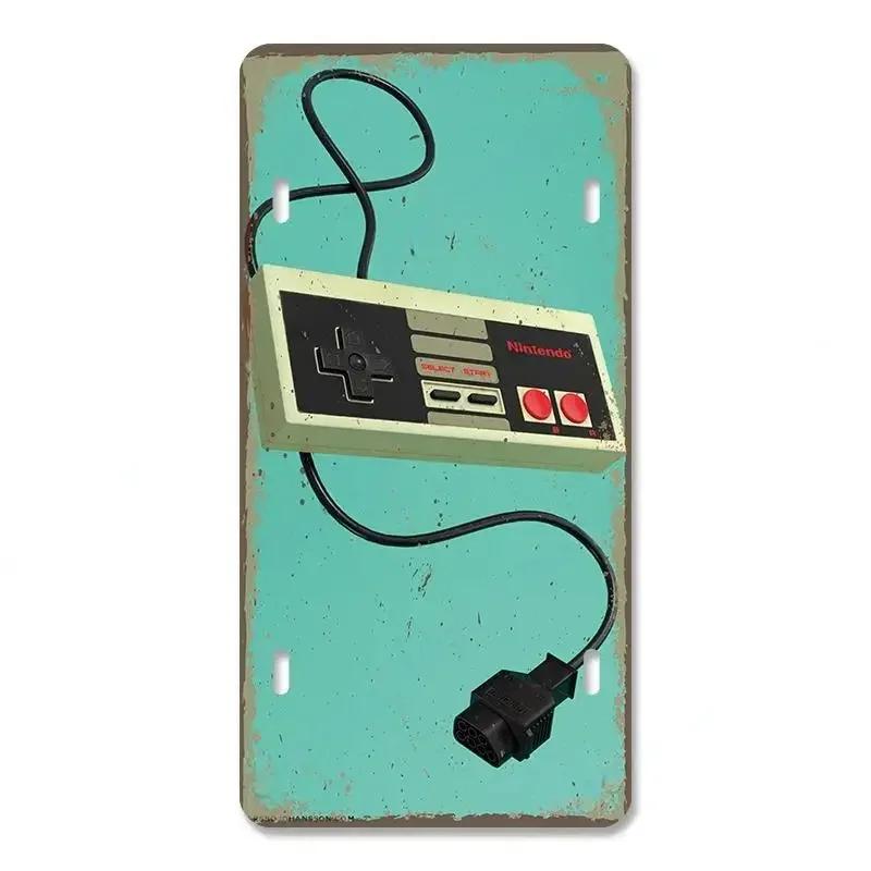 Vintage Video Game License Plate Metal Sign Playstation Gamer Metal Tin Poster For Boys Play Room Workshop Home Wall Art Decor