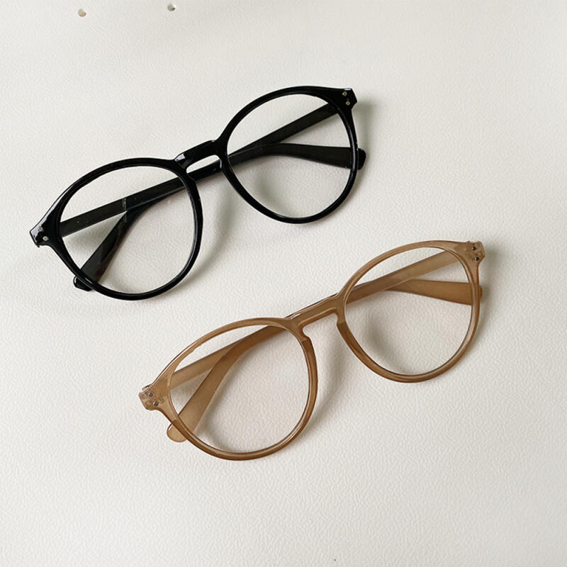 Horn-rimmed black brown sadness glasses frame round gl-7 koi