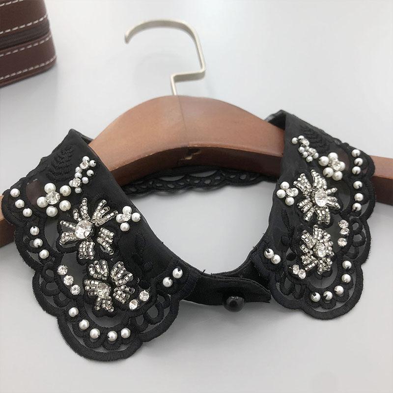 Beading Fake Collar Women Elegant Diamond Detachable Collars for Women False Shawl Shoulder Wrap Lapel False Collars Woman Tie
