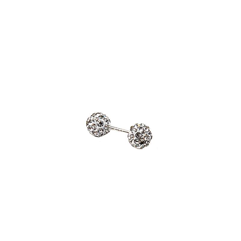 Silver Needle Spiral Cartilage Stud with Diamond for Women