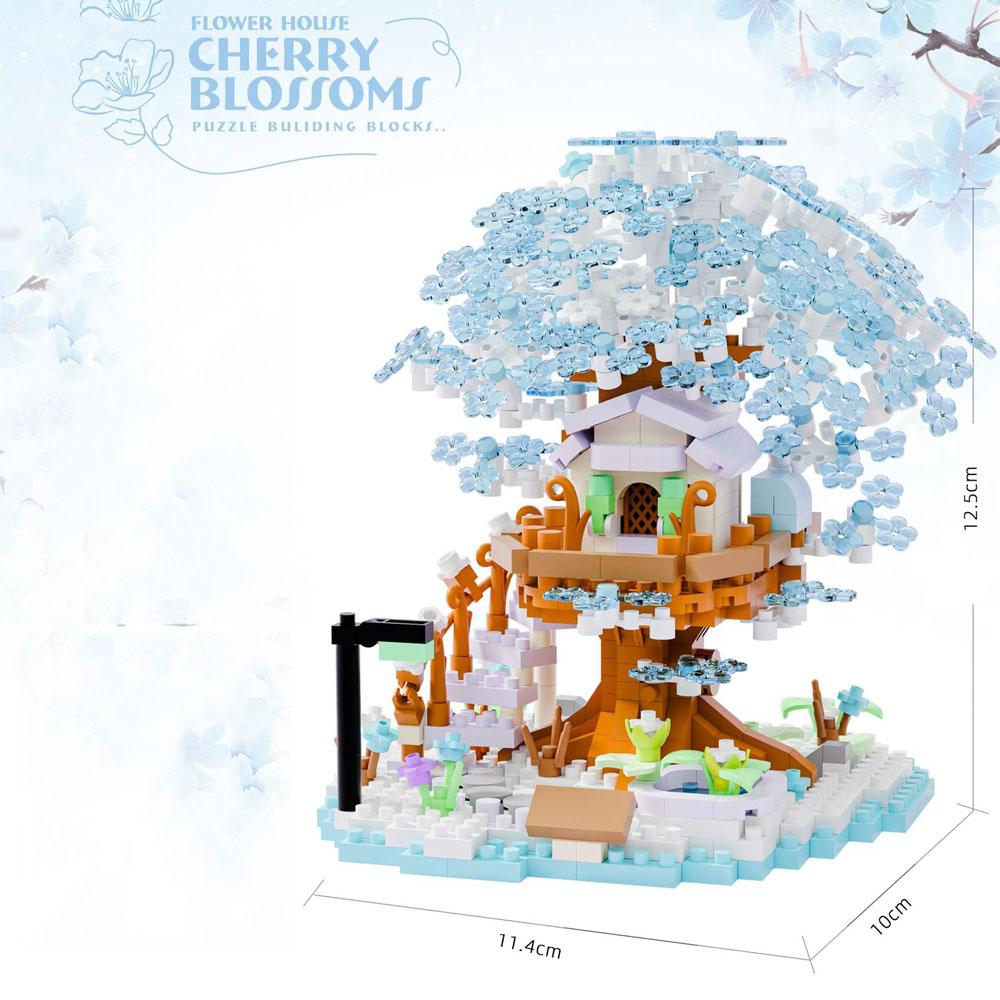 

Idea Construction Building Brick Cherry Blossom Tree House Micro Diamond Block Village Cabin Treehouse Toys Nanobrick For Gift