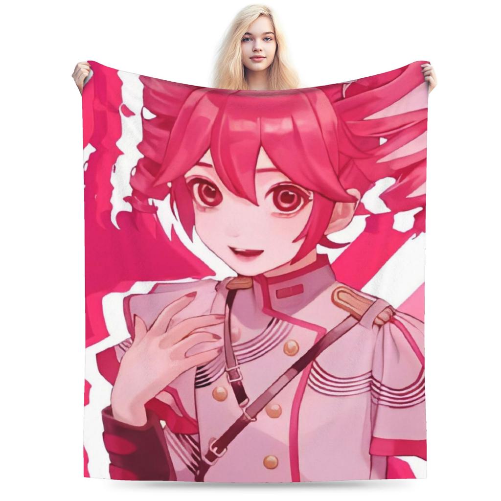 Kasane Teto Velvet Throw Blanket Anime Vtuber Blanket for Sofa Office Warm Plush Thin Quilt