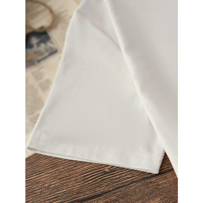 European Size Plus Size Women's  Elegant Floral Heart Print Short Sleeve T-Shirt - Soft Round Neck Casual Top for Spring/Summer