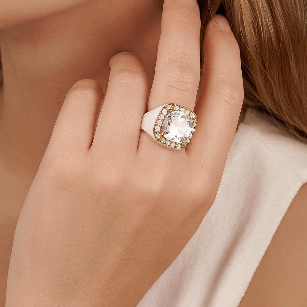 

Adjustable Enamel Dripping Oil Ring Multicolor Geometric Square Ring Zircon Open Ring Party Wear Style2