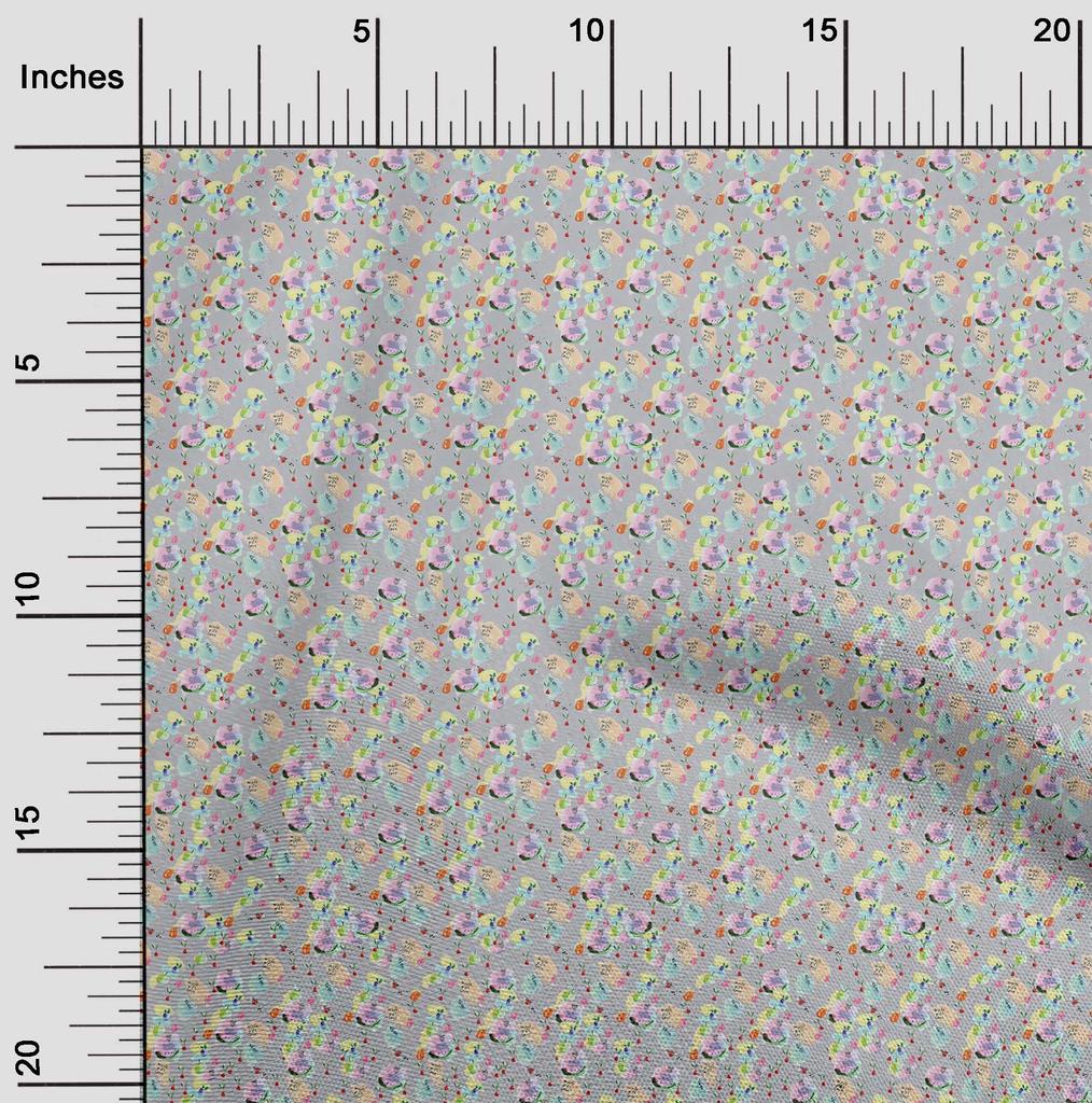 oneOone Cotton Flex Fabric Brush Stroke & Fruits Print Fabric By Yard 40 Inch